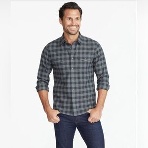 UNTUCKit Navy & Green Vigouroux Plaid Flannel Button Down Shirt Men’s Size M